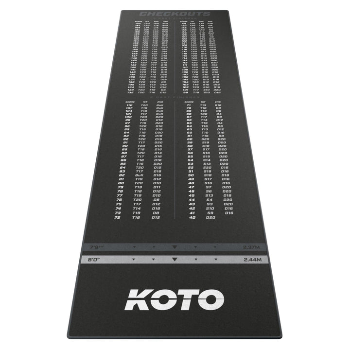 KOTO - Dartteppich Carpet Checkout Grau, 285x80cm Dartmatte, Schutz Bodens & Dartpfeile, Mit Score-I