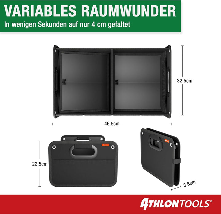 ATHLON TOOLS Kofferraumtasche faltbar - Kofferraum-Organizer, Auto Faltbox, Autotasche - verstärkt u