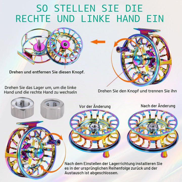 Sougayilang Fliegenfischerrolle Ultraleicht, oxidationsbeständig, CNC-gefrästes Gehäuse und Spule au