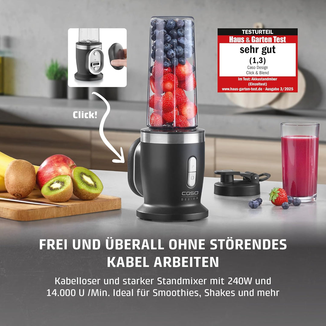 CASO Click & Blend - kabelloser Standmixer, akkubetrieben, 240W, für Smoothies, Shakes und mehr – 14