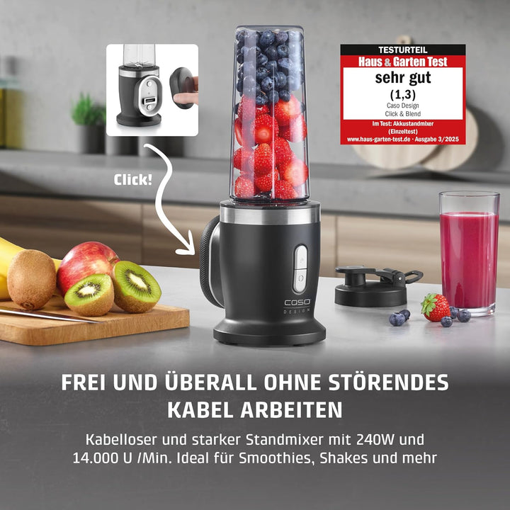 CASO Click & Blend - kabelloser Standmixer, akkubetrieben, 240W, für Smoothies, Shakes und mehr – 14
