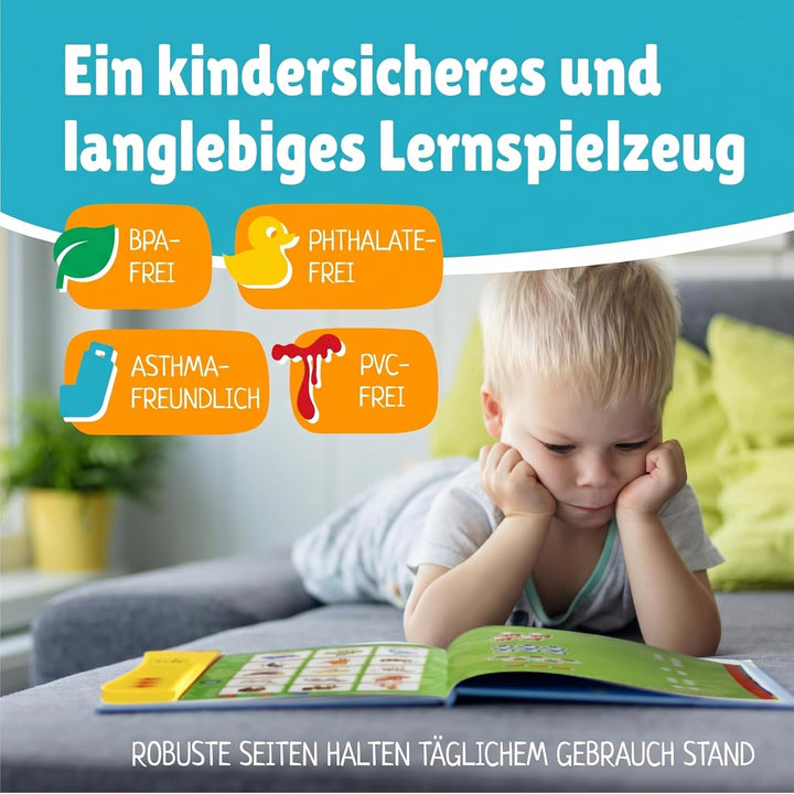 Boxiki Kids Englisch ABC Klangbuch für Kinder / Englische Buchstaben & Wörter, Lernspielzeug. Lernak