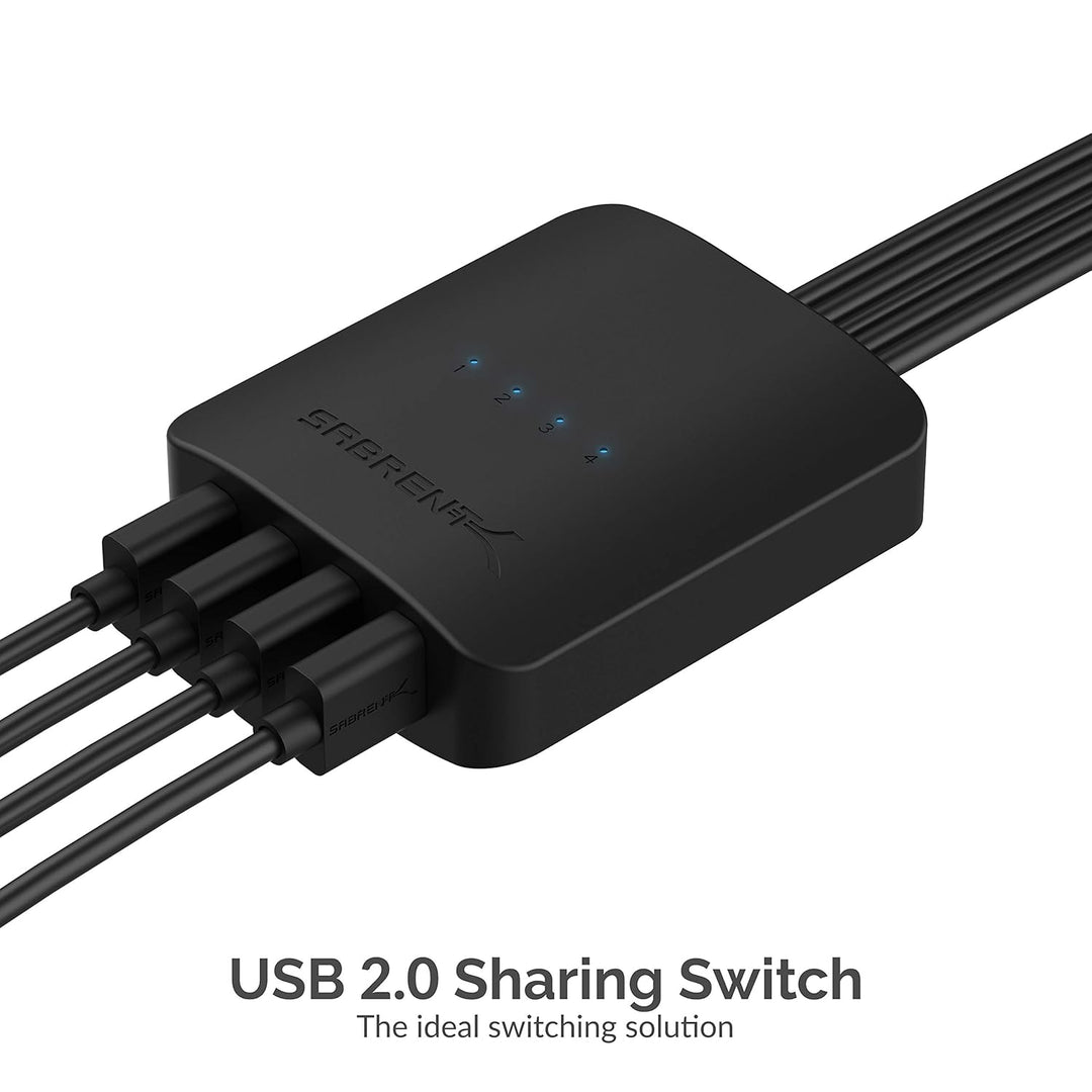 SABRENT USB Umschalter 4 PC auf 4 USB Geräte - USB-2.0-Sharing Switch mit LED-Anzeige & Ein-Klick-Um