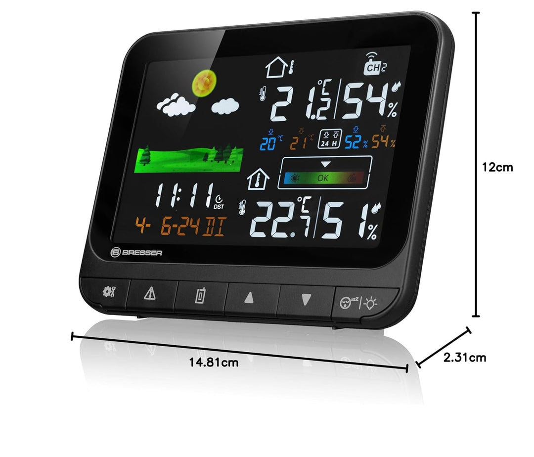 Bresser Funk-Wetterstation Neomeo H mit Aussensensor, Farbdisplay, Temperaturalarm, Raumklima-Komfor