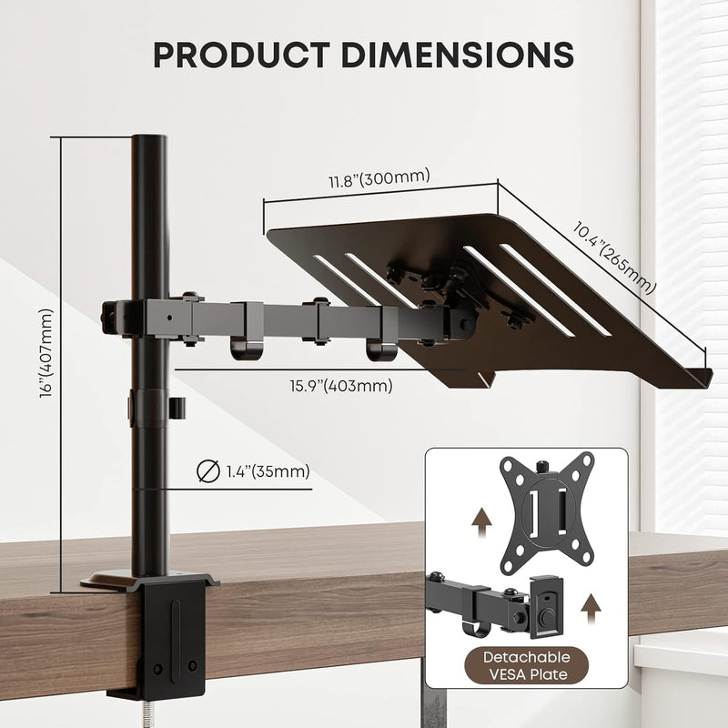 PUTORSEN Monitor Halterung mit Laptopablage für 13 bis 32 Zoll Monitor Bildschirm oder Notebook bis