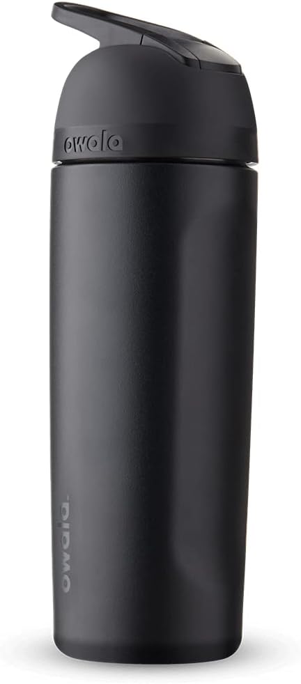 Owala Flip Isolierte Edelstahl Trinkflasche mit eingebautem Strohhalm, 560ml, Very, very dark Very,