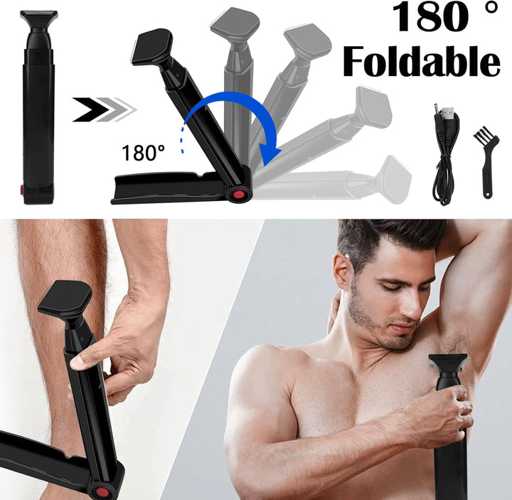 Rückenhaarrasierer, Rückenrasierer Herren mit 2 Scherkopf Faltbar Rücken Rasierer Mann Rückenhaare E