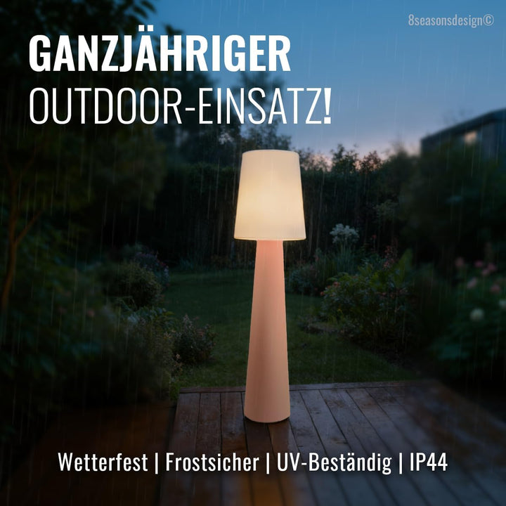 8 seasons design Solar LED Stehlampe No. 1-160cm gross (Rosa), warmweisses Licht, Solarlampe mit Däm