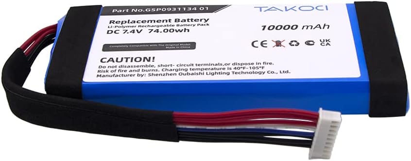 AUVTKALL Ersatzakku für Boombox JEM3316 JEM3317 JEM3318 GSP0931134 01 7.4V 10000mAh