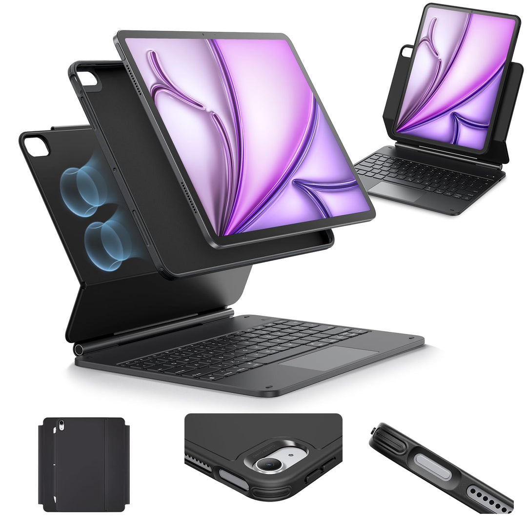 ESR iPad Air 13" (M2, 2024) Hülle mit Tastatur, iPad Air 13 Zoll Tastaturhülle mit Einzustellendem M