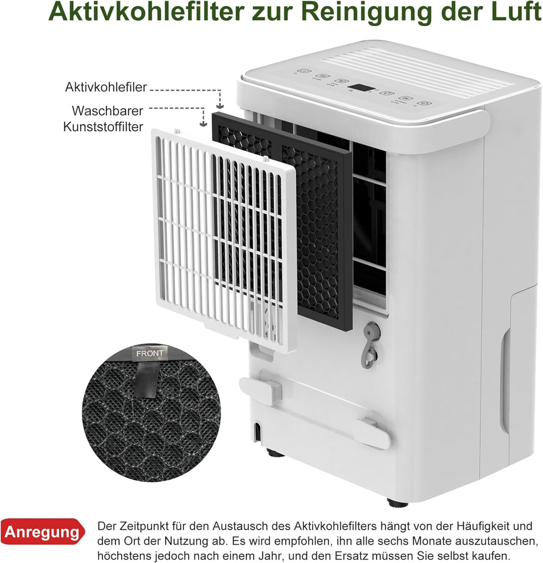 Uhome Luftentfeuchter elektrisch 12L in 24h, Raumentfeuchter für 54m³/18m², entfeuchter mit Autoabsc