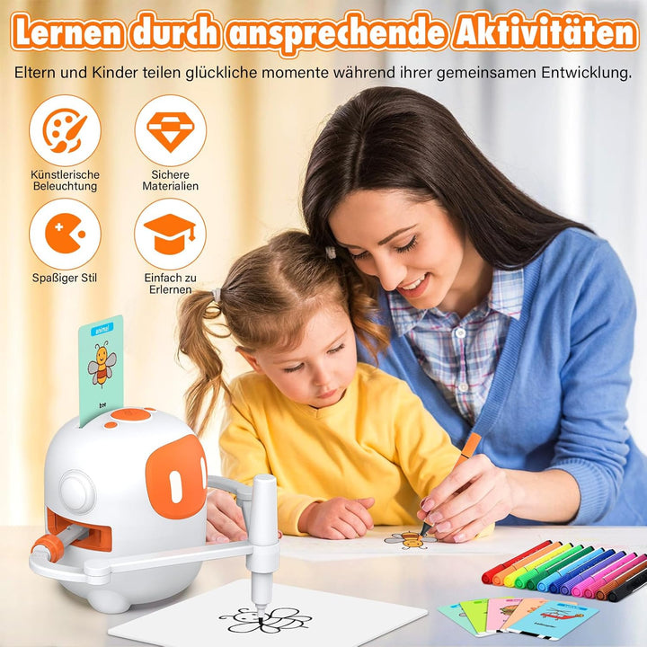 Roboter Kinder, Zeichenroboter für Kinder mit Sprachfunktion - 100 Karten und Stiften für Kinder Ab