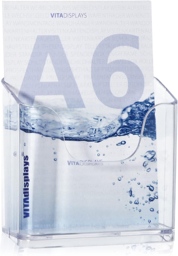 10 Stk. DIN A6 Tischprospektständer als Flyerständer, transparenter Flyerhalter und standfester Tisc