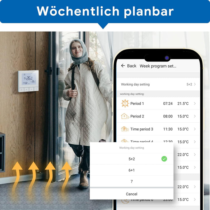Thermostat Fussbodenheizung Wasser, Beok Thermostat WiFi Smart Raumthermostat Fussbodenheizung Progr