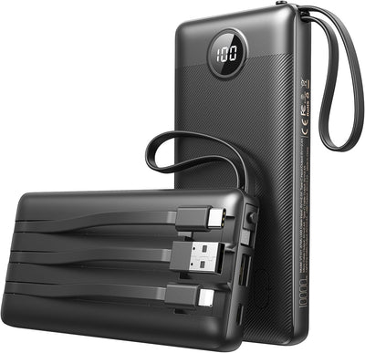 Powerbank 10000mAh Power Bank mit Kabel VEEKTOMX USB C Powerbank Externe Handyakkus mit 5 Ausgängen