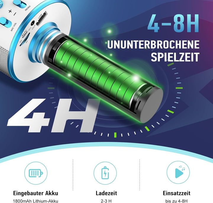 Karaoke Mikrofon, Microphone Spielzeug ab 3-11 Jahren, Geschenk Mädchen 3-9 Jahre, Bluetooth Mikrofo