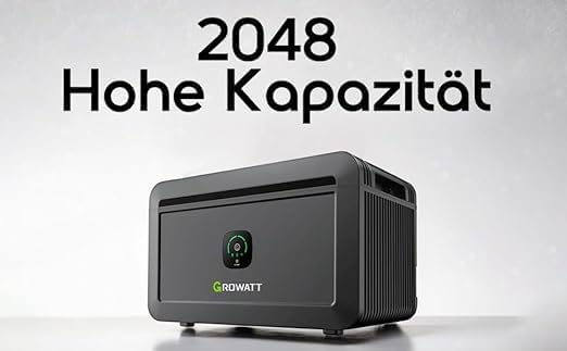 Speicher 2000 Wh für Balkonkraftwerk & Solaranlage Growatt NOAH 2000 Plug&Play System bis 8192 Wh er