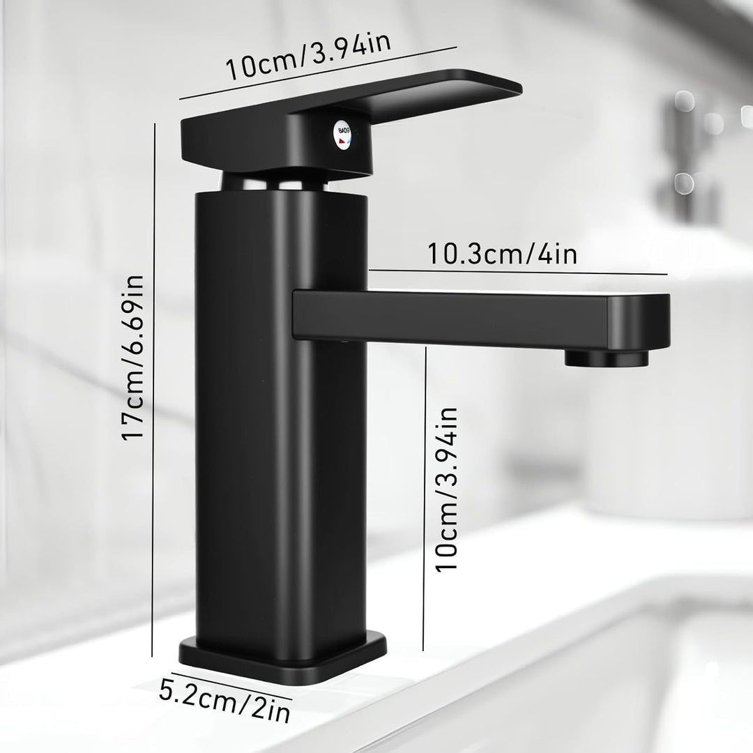 Wasserhahn Bad Waschtischarmatur Armatur Schwarz Waschtischmischer Warm und Kaltwasserhahn Einhebelm