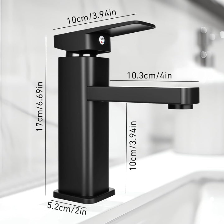 Wasserhahn Bad Waschtischarmatur Armatur Schwarz Waschtischmischer Warm und Kaltwasserhahn Einhebelm
