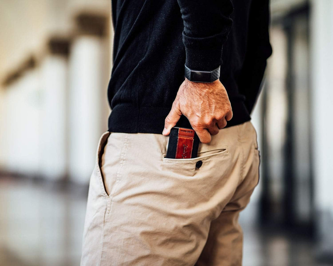 Jaimie Jacobs Minimalist Wallet Nano Boy Pocket Mini Geldbörse aus Textil mit Zugband schmaler Karte