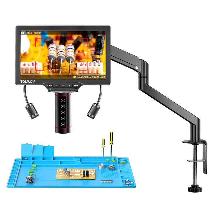 TOMLOV TM3K-AF Max Autofokus Mikroskop Digital: 10,1" HDMI IPS-Bildschirm, Lötmikroskop mit Gen 6 Fl