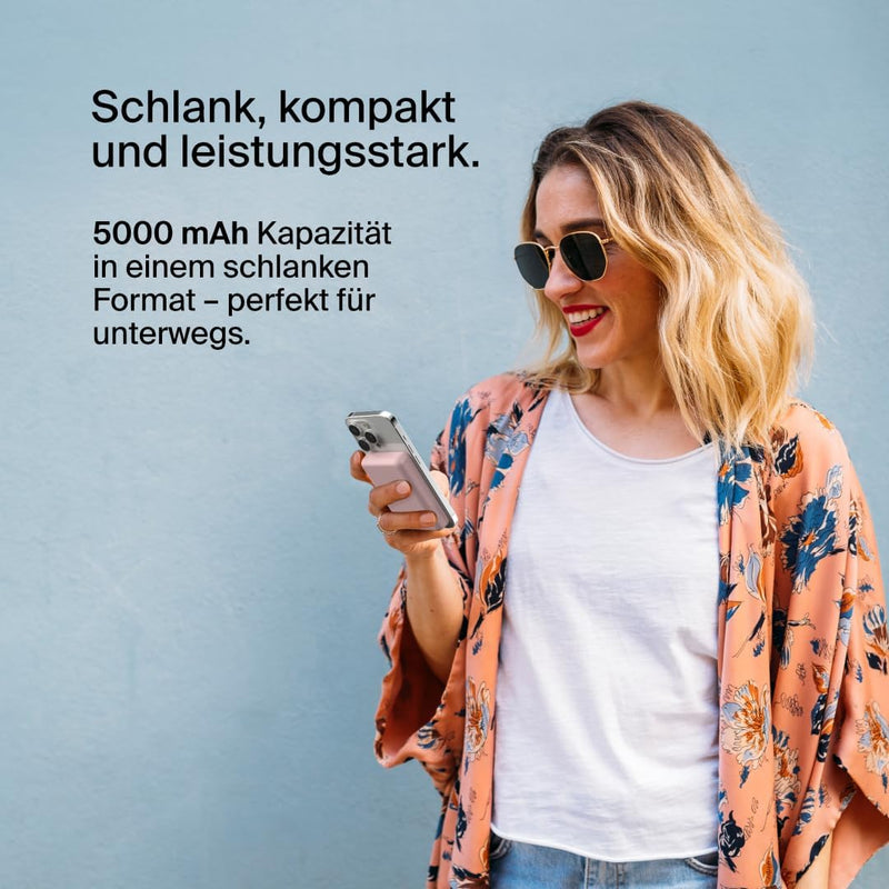 Belkin magnetische 5000-mAh-Powerbank, externer Handy-Akku, kompatibel mit MagSafe, mit Passthrough-