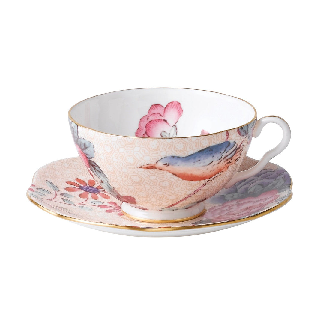 Wedgwood Kuckuckuck-Teetasse und Untertasse, 1 Stück, pfirsichfarben Pfirsich CUCKOO Teetasse und Un