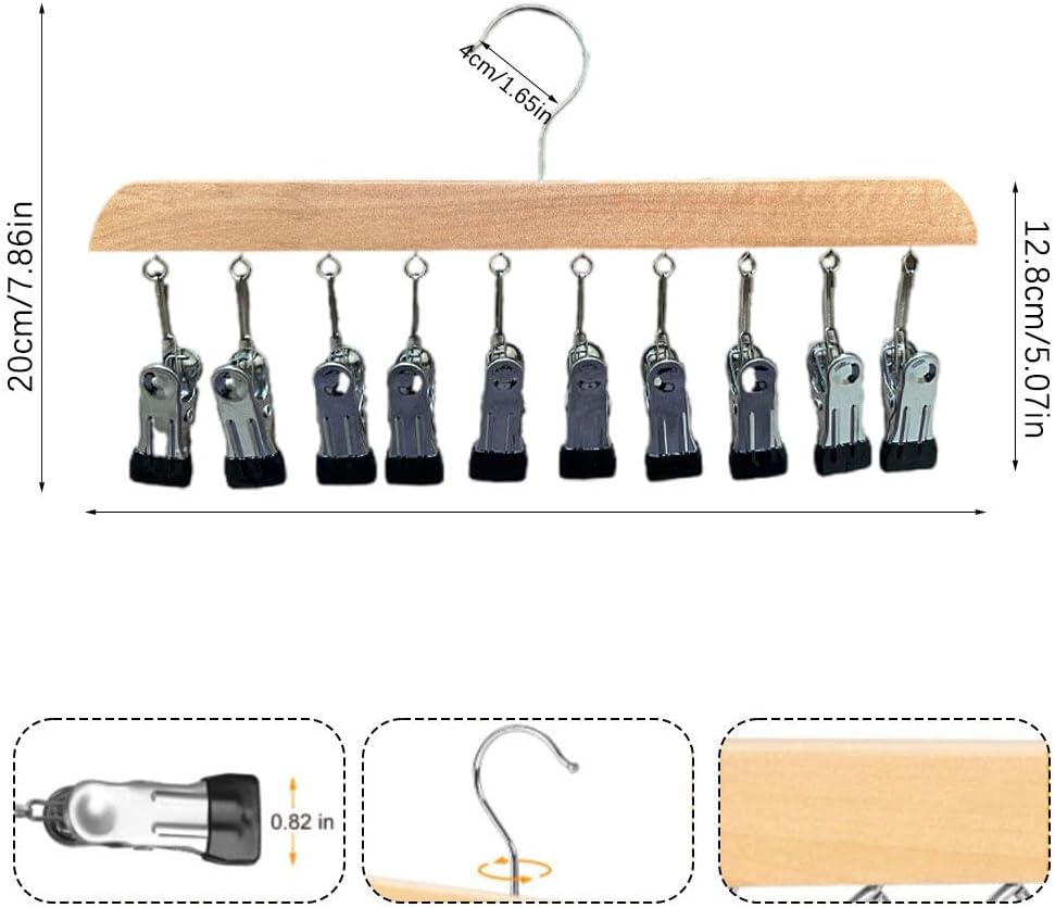 2 Stück Sockentrockner Wäscheständer aus Holz, Winddicht Trockengestell mit 10 Clips für Socken, für