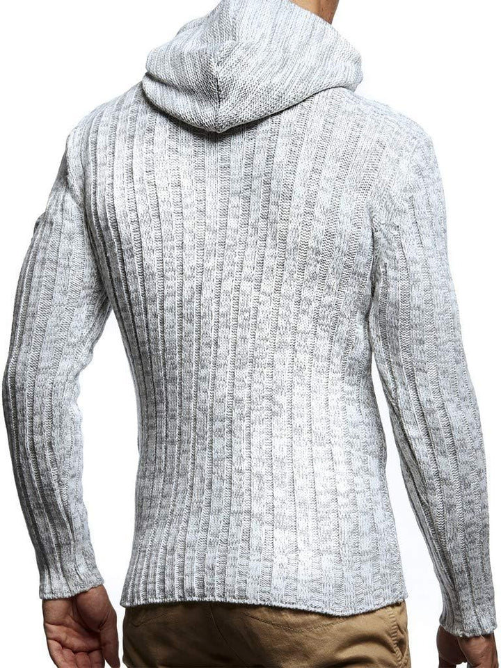 Leif Nelson Herren Strickpullover mit Kapuze/Hochwertiger Winterpullover im Regular Fit Schnitt, ide