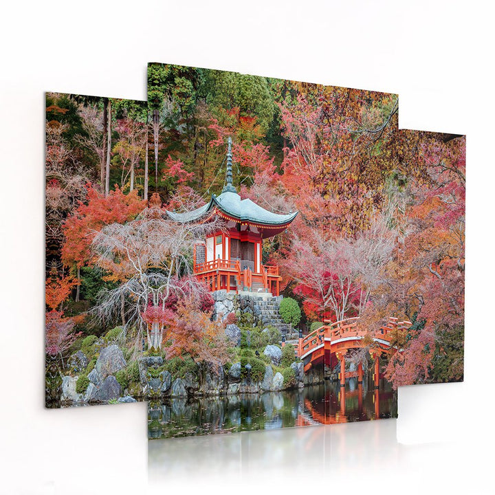 Feeby Frames, Leinwandbild Bilder Wand Bild - 5 Teile - Wandbilder Kunstdruck (JAPANISCHER GARTEN, R