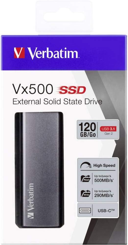 Verbatim Vx500 externes SSD-Laufwerk 120 GB, mit USB 3.1 Gen 2, externer Speicher für superschnellen