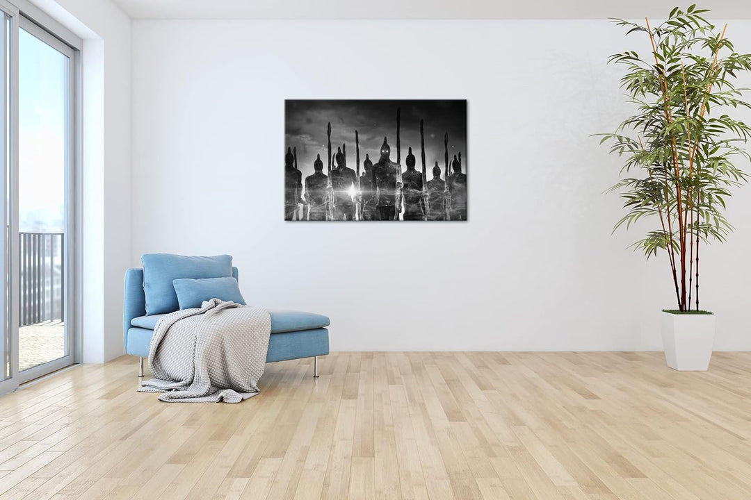 düstere Armee der Toden Format: 80x60 Effekt: Schwarz&Weiss als Leinwandbild, Motiv fertig gerahmt a