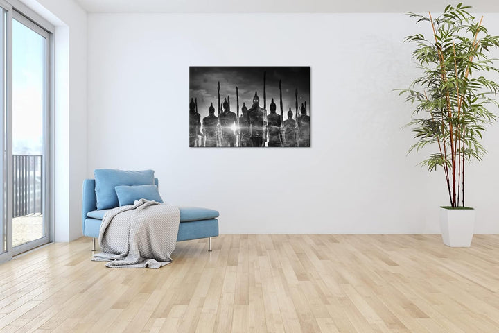 düstere Armee der Toden Format: 80x60 Effekt: Schwarz&Weiss als Leinwandbild, Motiv fertig gerahmt a