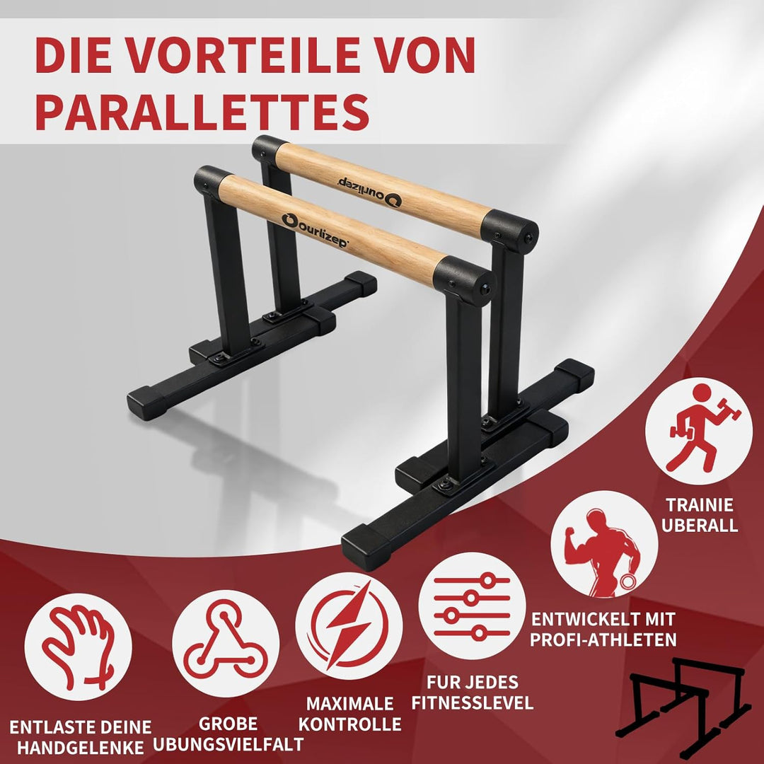 Parallettes, Calisthenics Equipment for Handstand, Push Ups & More, Push Up Handles for Home & Outdo