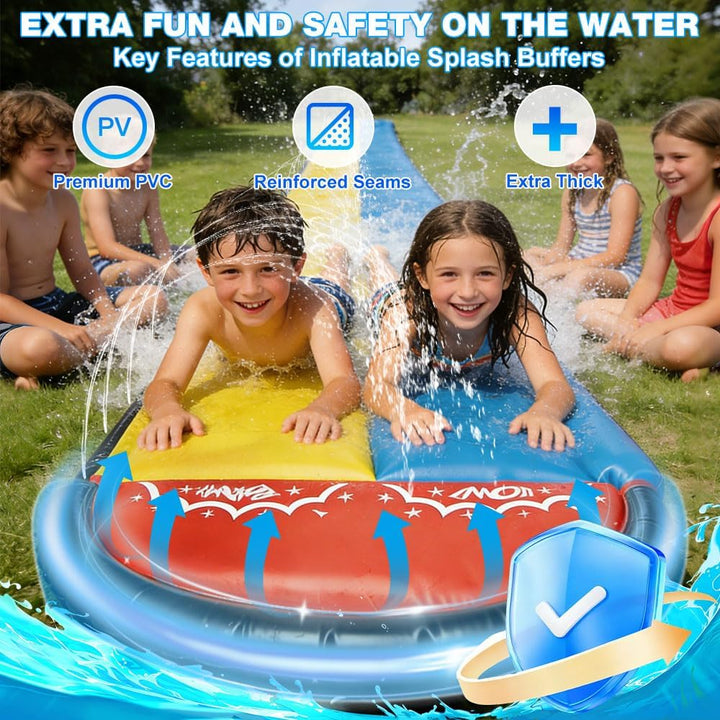 Wasserrutsche Garten für Kinder, Wasserrutschbahn mit 2 Aufblasbaren Rutschbrettern, Wasserrutsche G