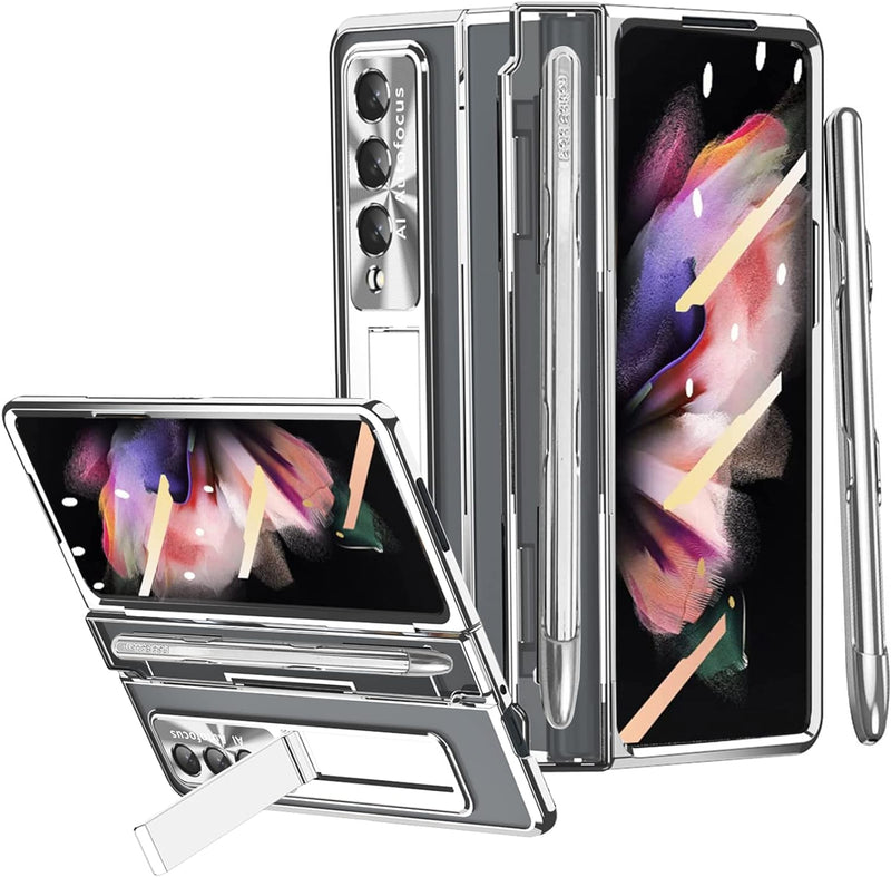 Miimall Handyhülle Kompatibel mit Samsung Galaxy Z Fold 3 Hülle mit S Pen, Transparent PC Schutzhüll