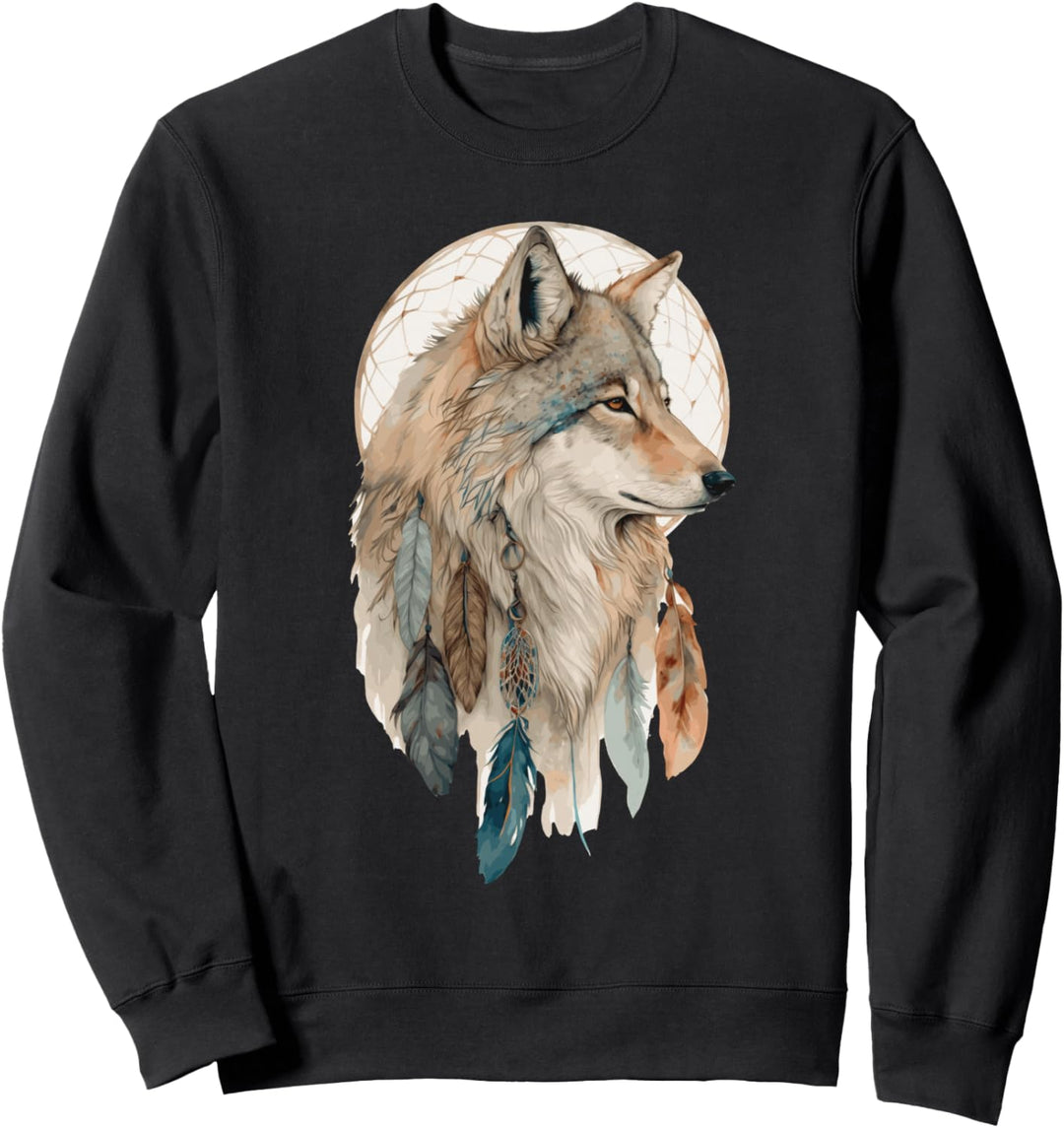 Wolf Tribal Aquarell Wolf Traumfänger Sweatshirt