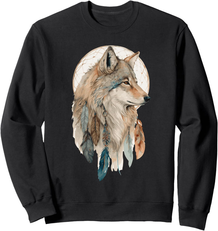 Wolf Tribal Aquarell Wolf Traumfänger Sweatshirt