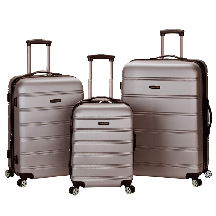 Rockland Melbourne Hardside Erweiterbares Spinner-Rad Gepäck, Silber, 3-Piece Set (20/24/28), Melbou