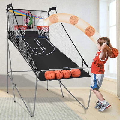 GOPLUS Basketball-Schiessmaschine, Basketballständer inkl. 4 Basketbälle und Pumpe, Basketballkorb k