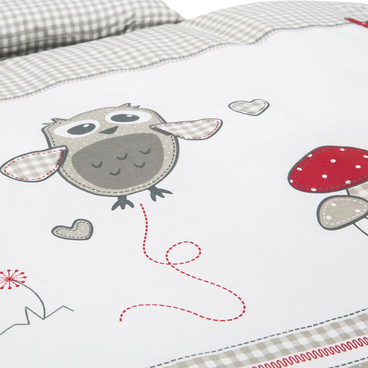 roba Babybettwäsche 80 x 80 cm - Adam & Eule - Bettwäsche Set 2 teilig für Babys - Decken & Kissenbe