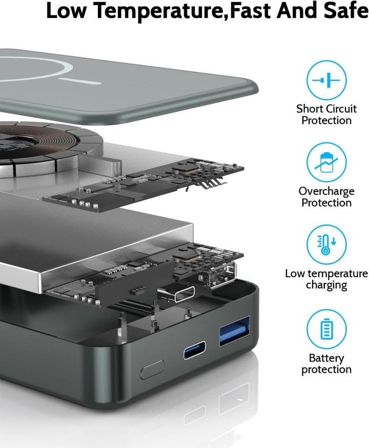 Magnetische Wireless Powerbank 26800mAh für Magsafe Power Bank Tragbares Ladegerät 20W PD Aluminiuml