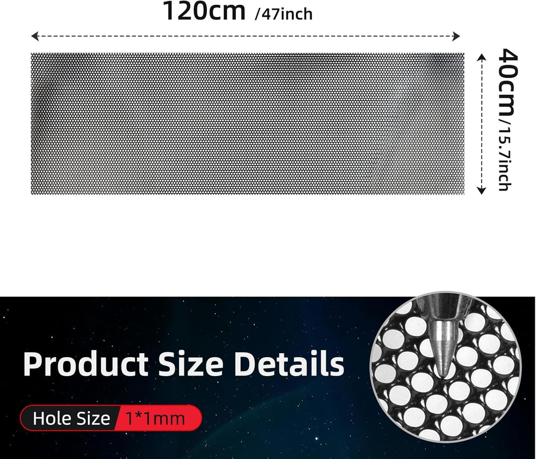 AggAuto Edelstahl Auto Grill Mesh Bildschirm, 120×40cm 304 PVC beschichtet Edelstahl Drahtgeflecht B
