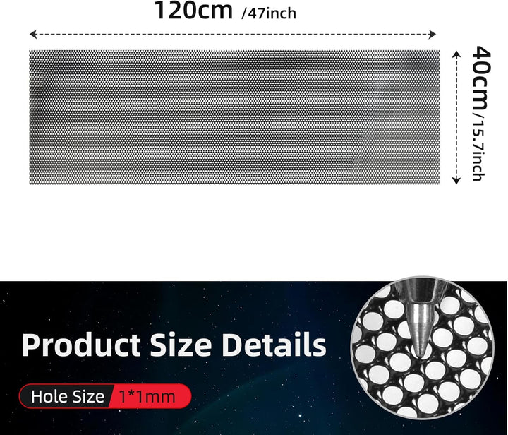 AggAuto Edelstahl Auto Grill Mesh Bildschirm, 120×40cm 304 PVC beschichtet Edelstahl Drahtgeflecht B