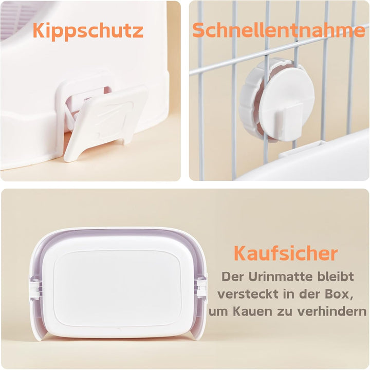 Kaninchen Toilette, Mittelgross Kleintier Katzentoilette für Käfige Abnehmbar Ecktoilette Töpfchentr