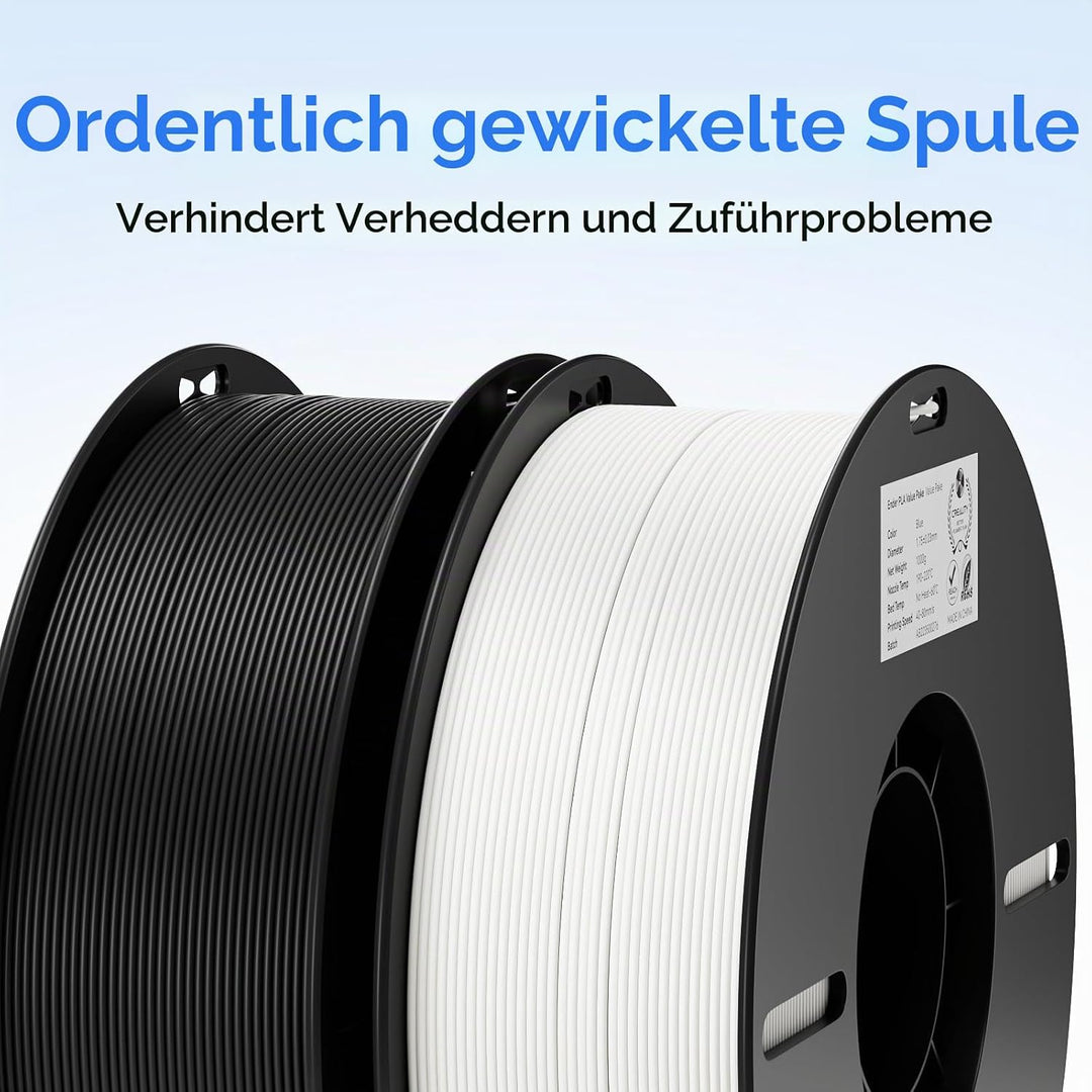 Creality Ender PLA Filament 1,75mm, 5 Schwarz-5 Weiss Set, 10er-Pack 1kg Spulen, Massgenauigkeit ±0,