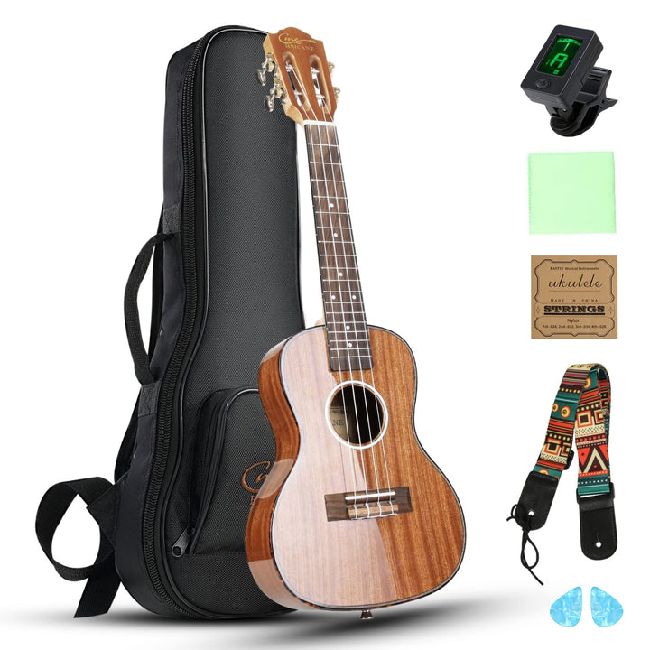 Konzert-Ukulele 23 Zoll Hochglanz Sapele Hawaii Ukulelen für Erwachsene Anfänger mit Gigbag Saiten 2
