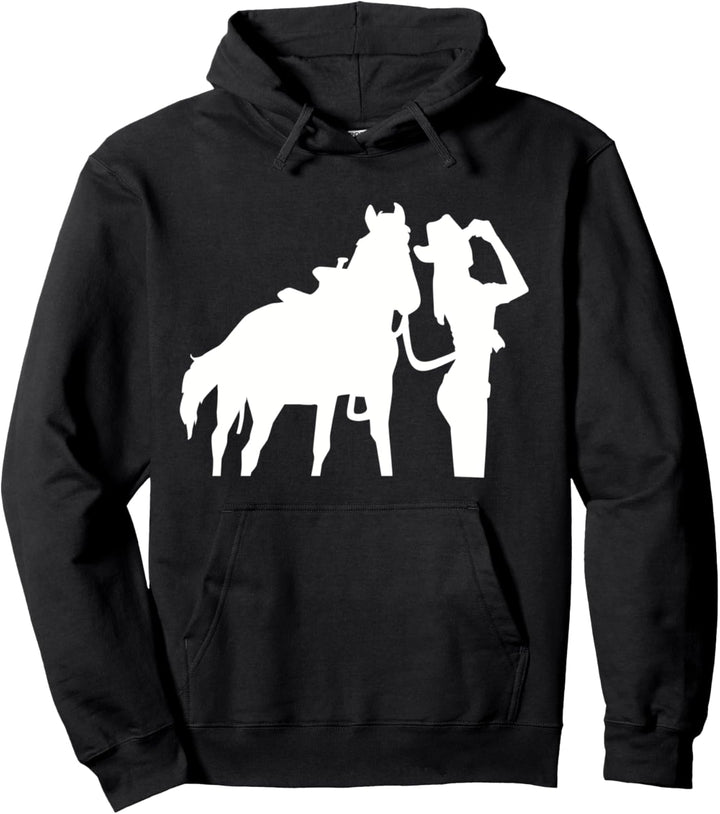 Cowgirl mit Pferd Pullover Hoodie