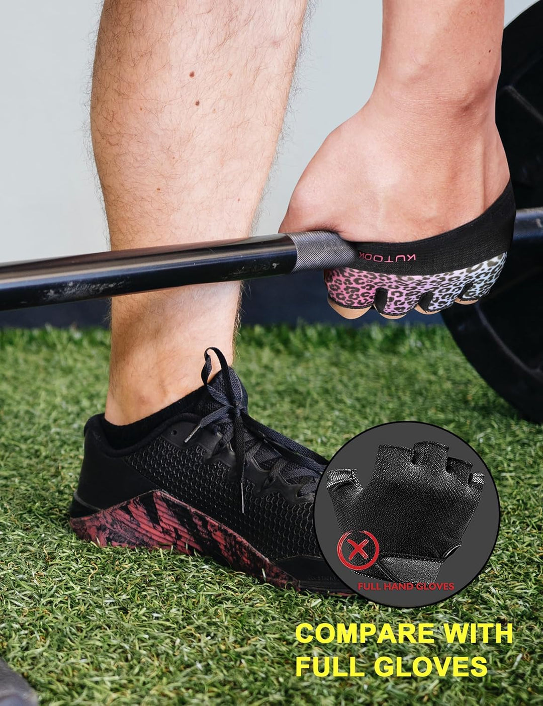 KUTOOK Mini Fitnesshandschuhe Herren/Damen 3mm XRD Gepolstert rutschfeste Halb Handschuhe für Gym Pu