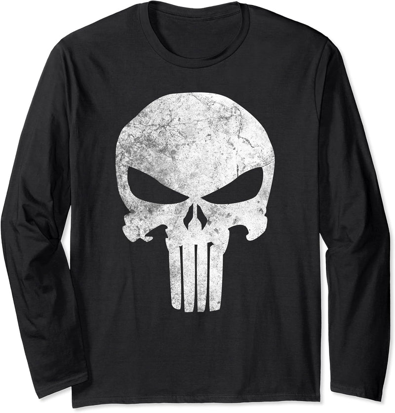 Marvel Comics Punisher Skull Symbol Distressed Langarmshirt